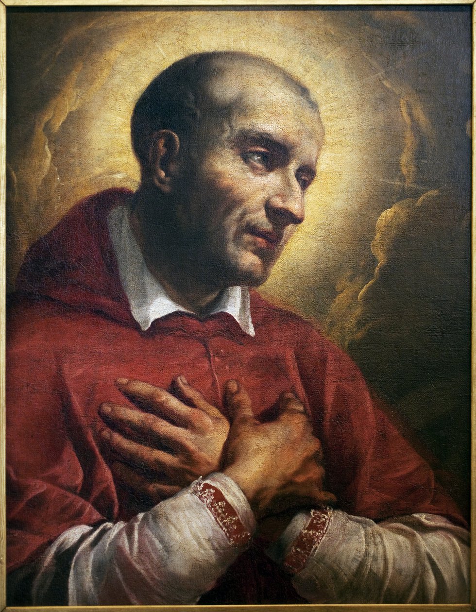 圣查尔斯-博罗米（1538-1584）。(San Carlo Borromeo)那不勒斯(意大利)的匿名绘画片段，布面油画 17世纪。昂热美术博物馆。 作者 意大利学校