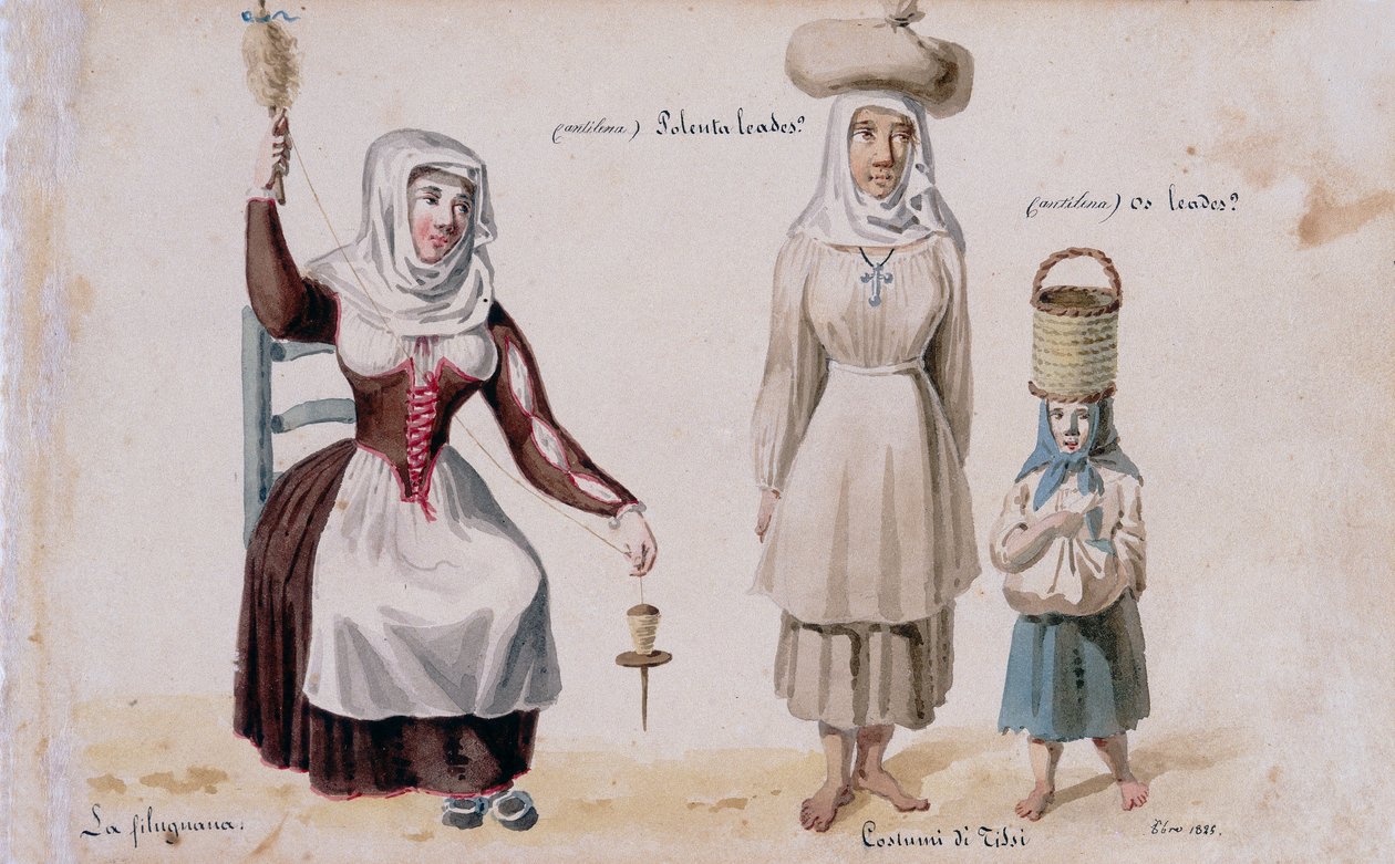 Sardinian costumes from Tissi, print ms. 257, Cominotti Collection 作者 意大利学校