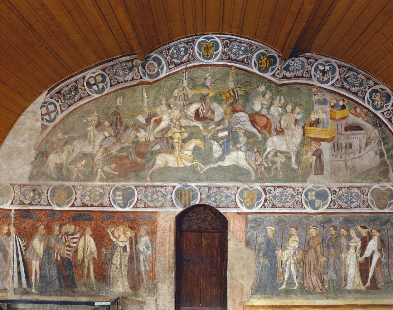 比赛场景和宫廷生活来自Casa dEstate（避暑别墅），1388-1400 作者 意大利学校