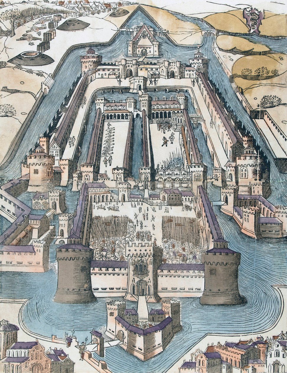 斯福尔扎城堡，意大利米兰，16 世纪（印刷品） 作者 意大利学校