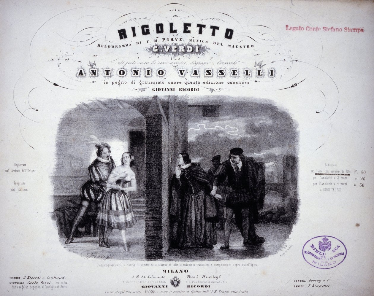 Sheet music of “” Rigoletto”” by Verdi. 作者 意大利学校