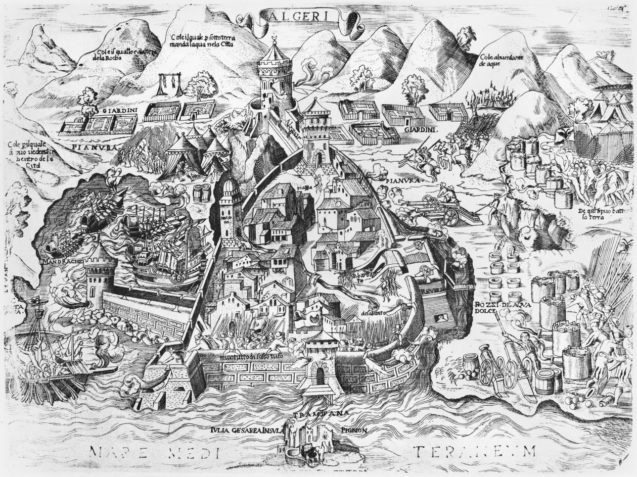1541年，查理五世（1500-58）围攻阿尔及尔 作者 意大利学校