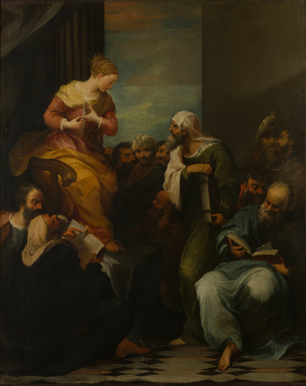 St Catherine disputing with the Judges, c.1650-1710 (oil on canvas) 作者 意大利学校