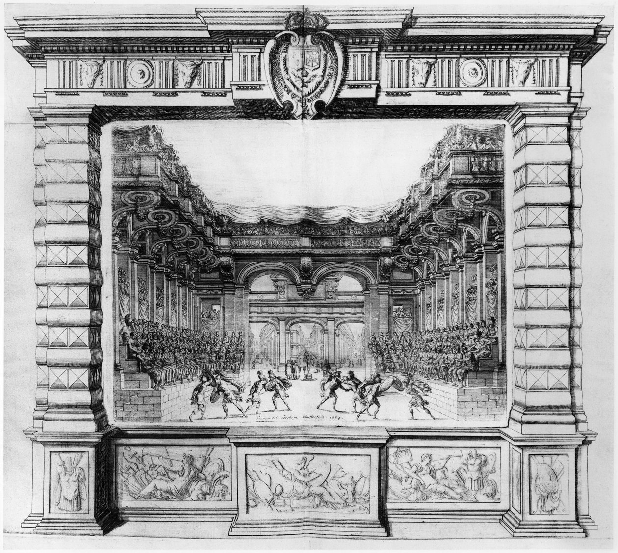 由Giacomo Torelli（1608-78）为Finta Pazza设计的舞台设计于1645年在巴黎剧院Petit Bourbon演出，1654年 作者 意大利学校