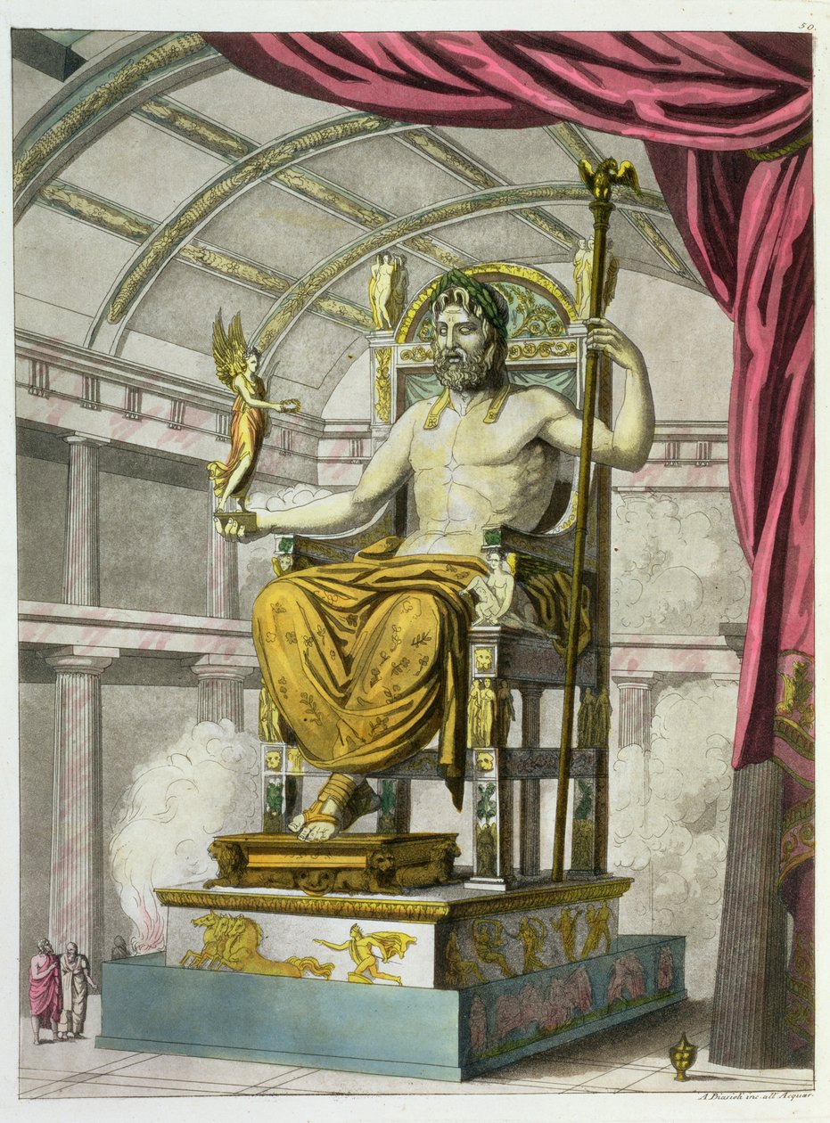 木星的雕像，来自Costumi dei Romani，由Angelo Biasioli（1790-1830）雕刻，c.1805-20（aquatint） 作者 意大利学校