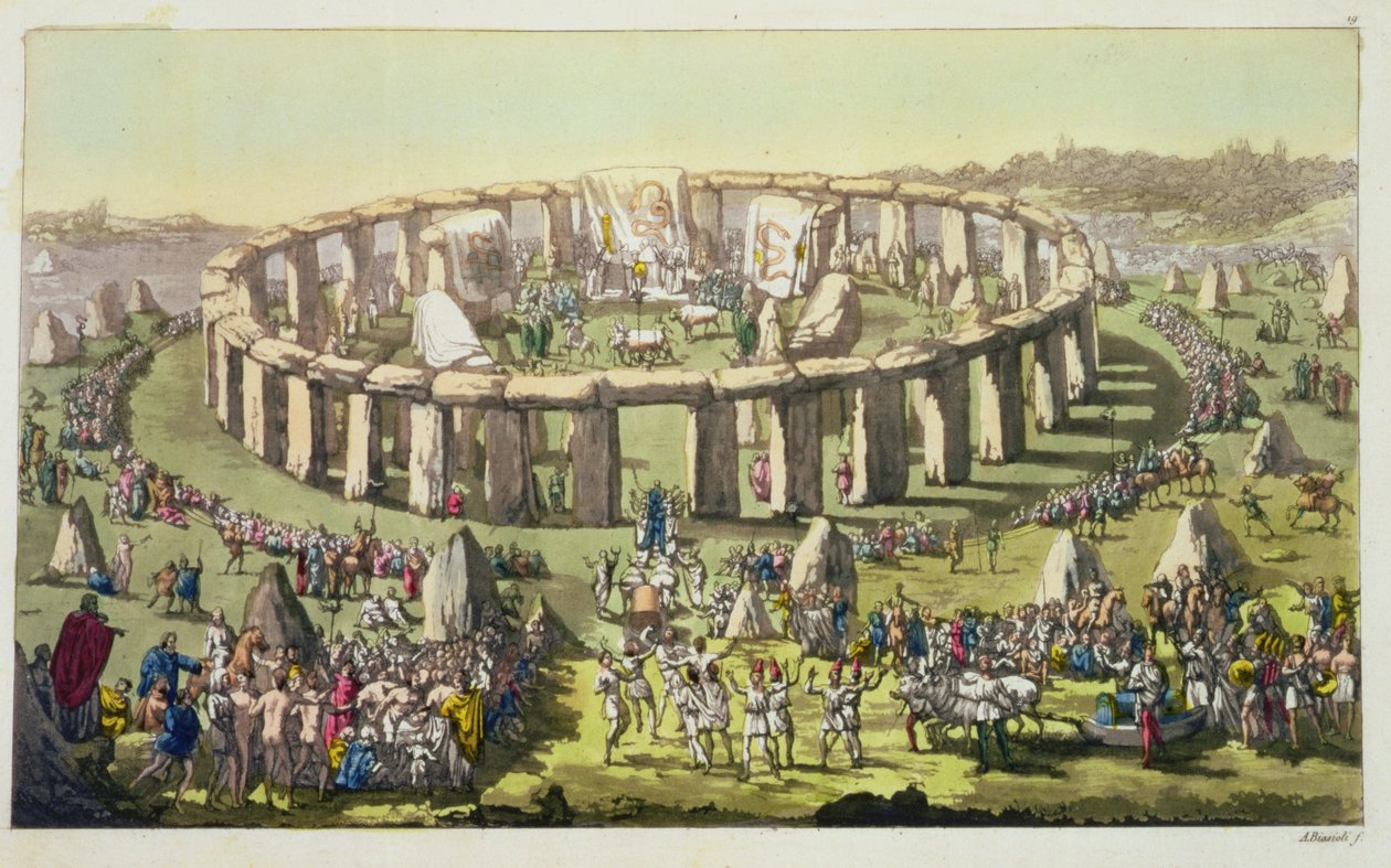 巨石阵，或德鲁伊的圆形寺庙，来自“国家历史”（aquatint）的第19号 作者 意大利学校