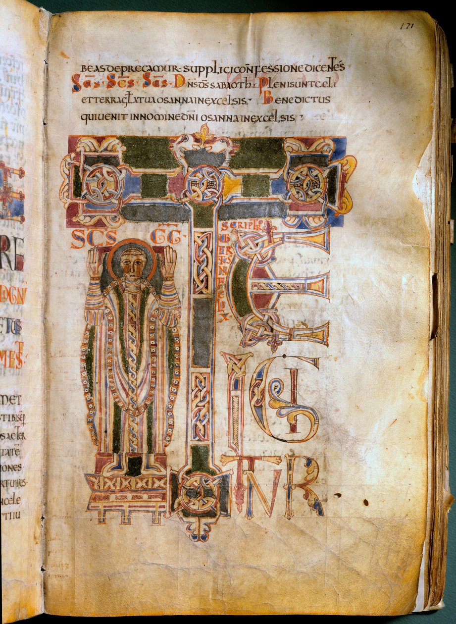 Te igitur Missal and Sacramental Representative的页面。制作于11世纪的翁布里亚的圣尤斯蒂齐奥修道院。(Ms.B 8, foglio 171r) 罗马, Biblioteca Vallicelliana 作者 意大利学校