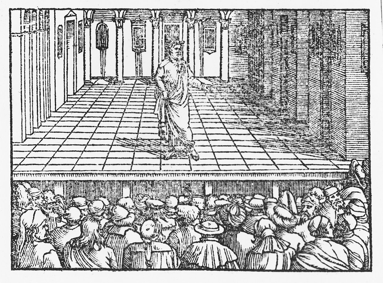 特伦斯舞台，约1563年（木刻）。 作者 意大利学校