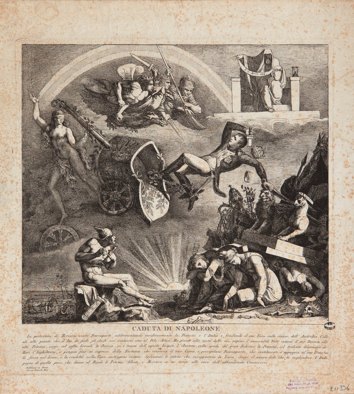 拿破仑的秋天 - 意大利秋天的动画片，1814年 作者 意大利学校