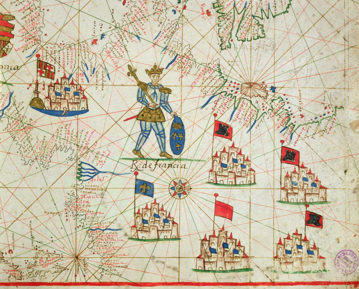 法国王国，1646年的航海地图集（牛皮纸上的墨水） 作者 意大利学校