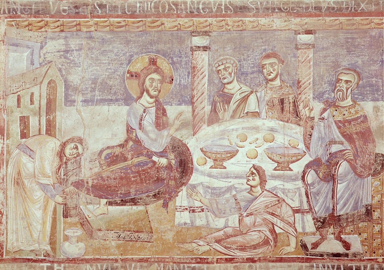 法拉利西蒙家的膳食，蒙特卡西诺学校，c.1087 作者 意大利学校