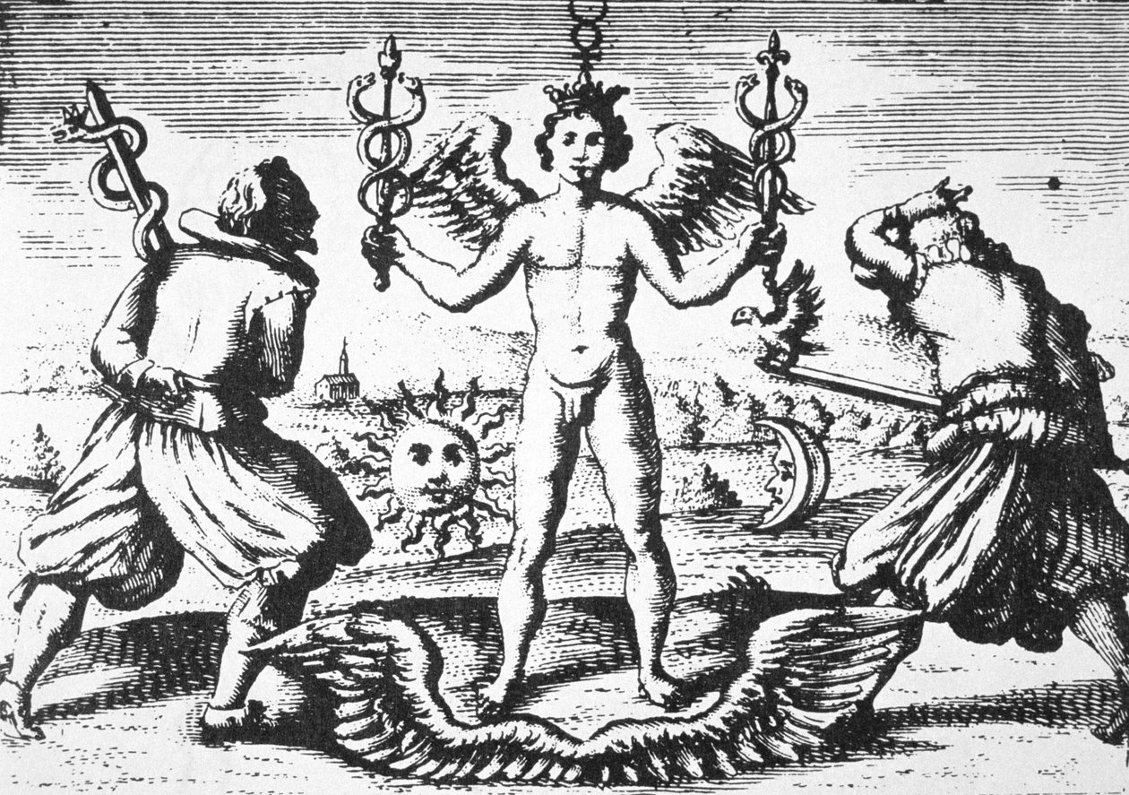 哲学家的水星，来自Giovanni Battista Nazari的Della Tramutatione Metallica（1589年），在19世纪后期出版的魔术史中有所体现 作者 意大利学校