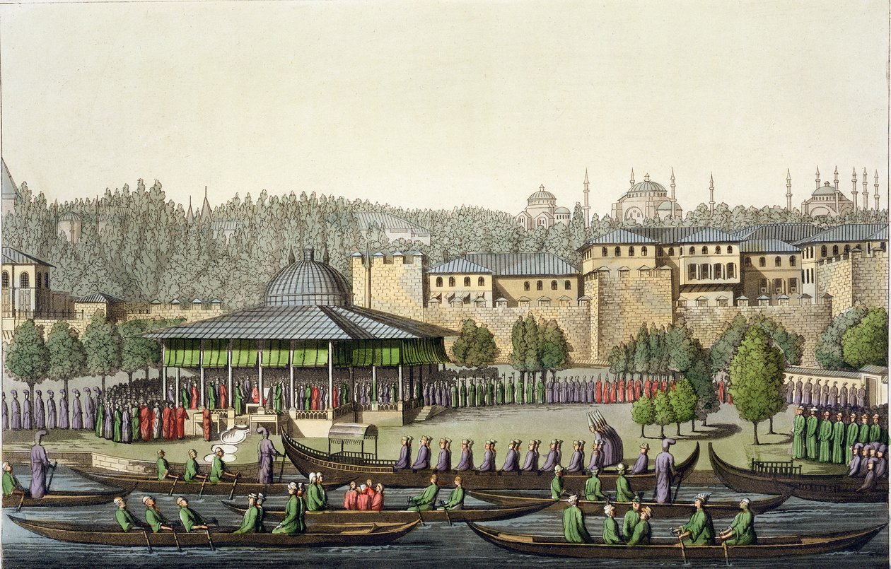 苏丹海军上将的介绍，国际历史第一卷第三部分第14页，由Giacomo Bussi雕刻，1820年（aquatint） 作者 意大利学校