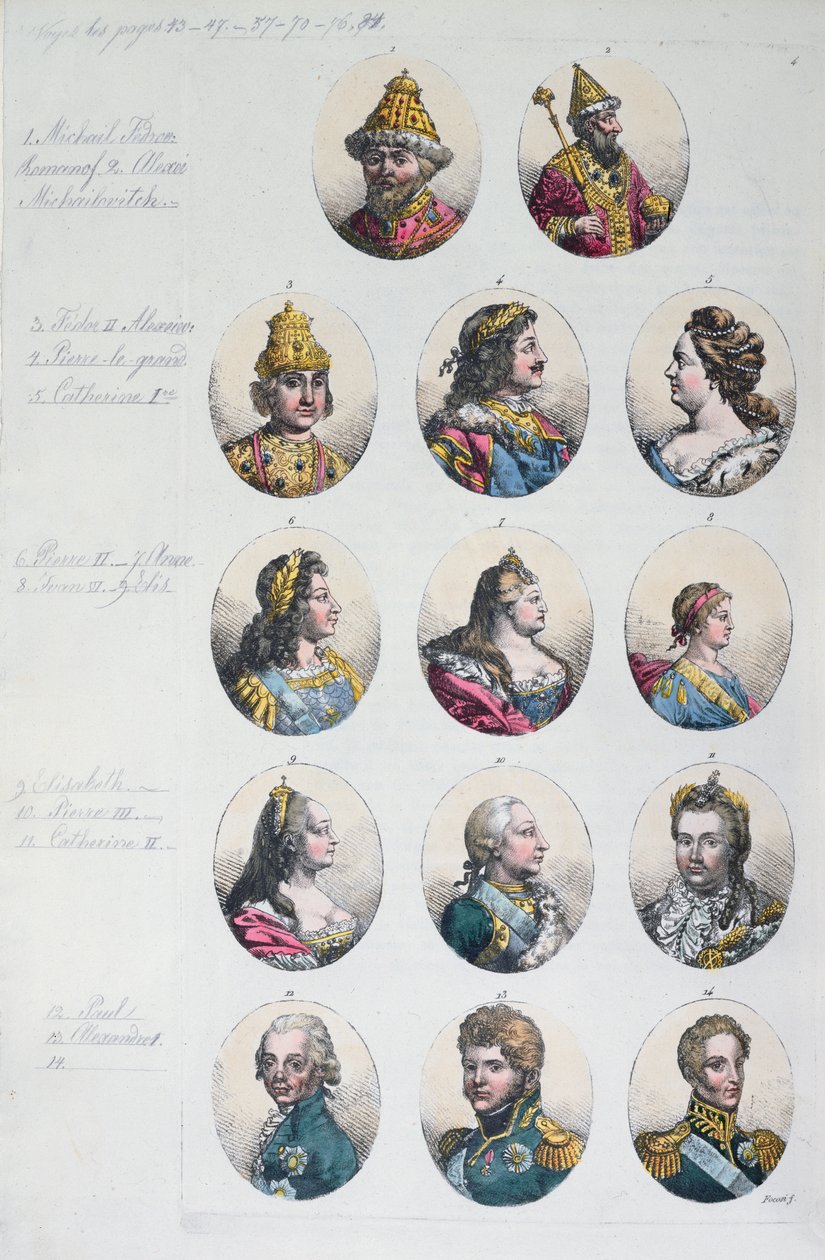罗曼诺夫王朝，来自Gulio Ferrario的服装Antico e Moderno，1820年 作者 意大利学校