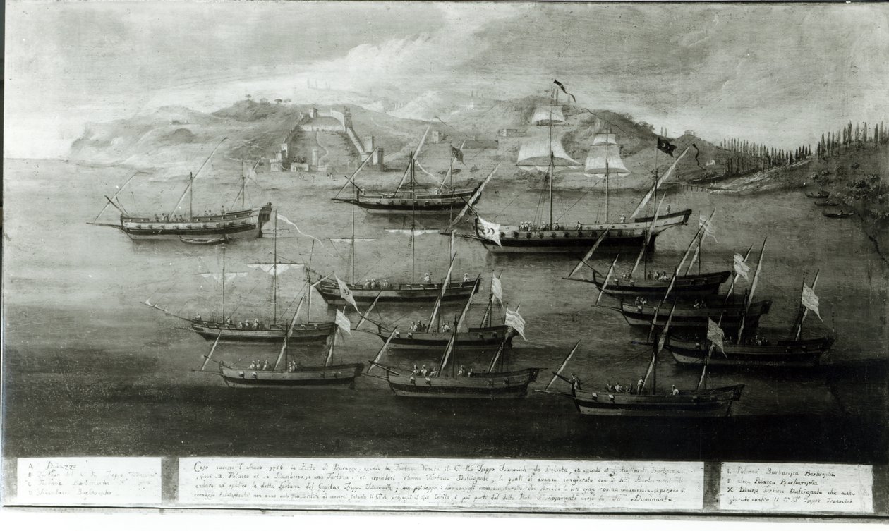 1756年，由Ivanovich da Dabrota上尉率领的威尼斯舰队在Durazzo对抗土耳其海盗队 作者 意大利学校