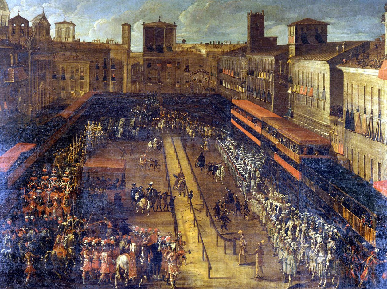 The buckwheat joute in Piazza Navona (Rome) on 25/02/1634. 作者 意大利学校