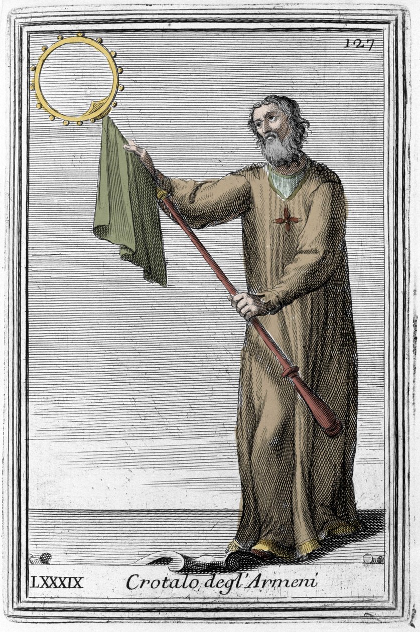 The rattlesnake of the Armenians: an ancestor musical instrument of the castagnette. Engraving from “Gabinetto Armonico pieno d