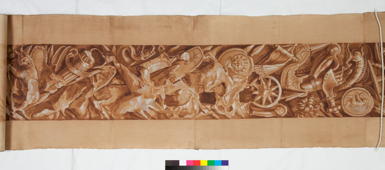 古董后的三幅图，约1750年（毛笔画在棕色水洗笔上加高，并用黑色粉笔涂成淡淡的痕迹） 作者 意大利学校