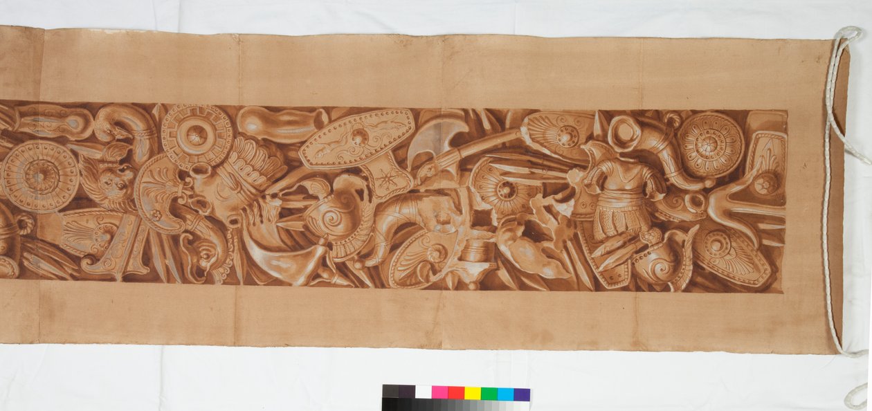 古董后的三幅图，约1750年（毛笔画在棕色水洗笔上加高，并用黑色粉笔涂成淡淡的痕迹） 作者 意大利学校