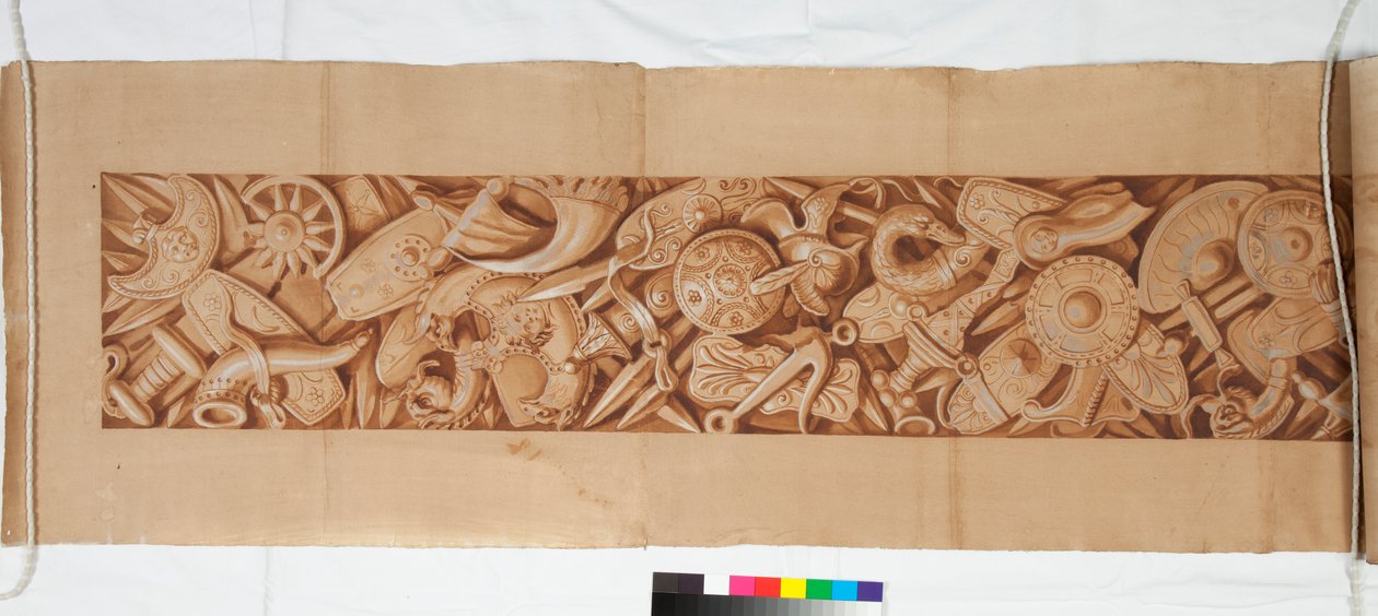 古董后的三幅图，约1750年（毛笔画在棕色水洗笔上加高，并用黑色粉笔涂成淡淡的痕迹） 作者 意大利学校