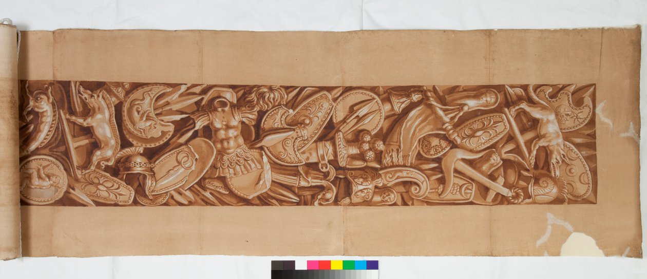 古董后的三幅图，约1750年（毛笔画在棕色水洗笔上加高，并用黑色粉笔涂成淡淡的痕迹） 作者 意大利学校