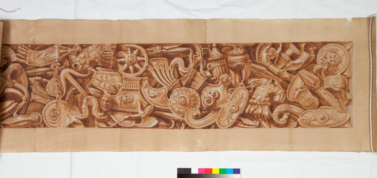 古董后的三幅图，约1750年（毛笔画在棕色水洗笔上加高，并用黑色粉笔涂成淡淡的痕迹） 作者 意大利学校