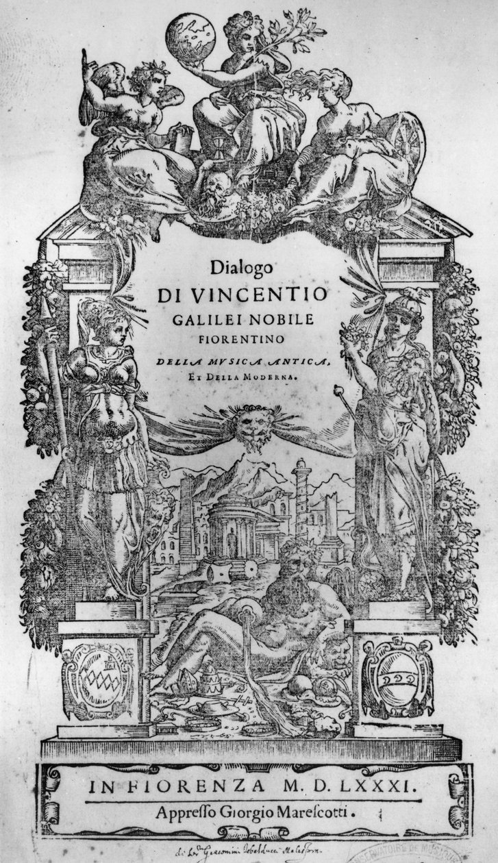 Della Musica Antica et（sic）的标题页，Moderna，Vincenzo Galilei，1581 作者 意大利学校