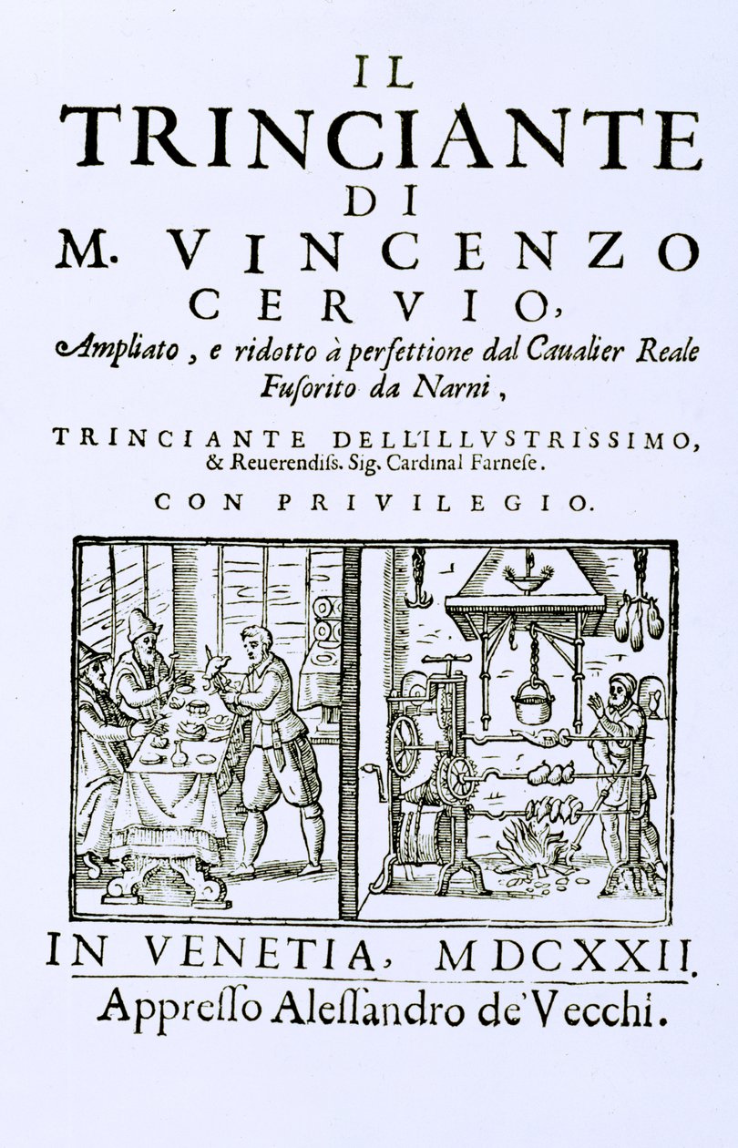意大利烹饪书籍，酒吧的标题页。威尼斯，1622年 作者 意大利学校