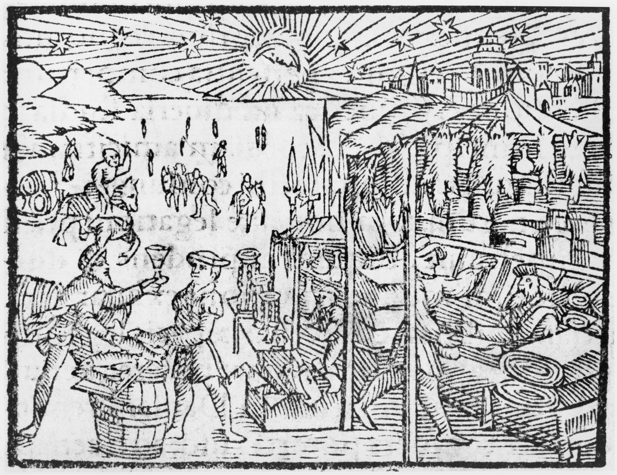 贸易在斯堪的纳维亚半岛，由奥劳斯·马格努斯的北方民族（1490年至1558年）的历史，出版于罗马，1555 作者 意大利学校