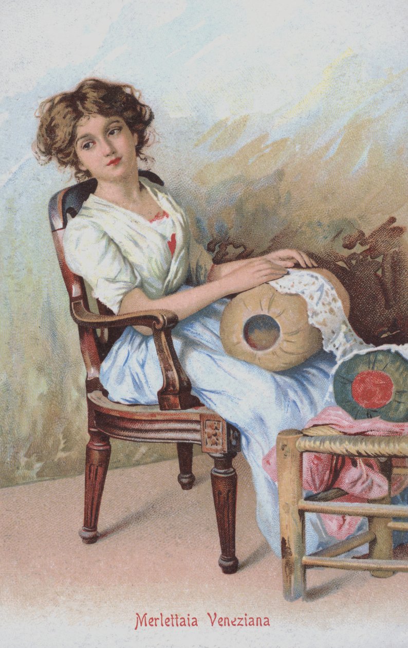 威尼斯花边制造者，意大利（chromolitho） 作者 意大利学校