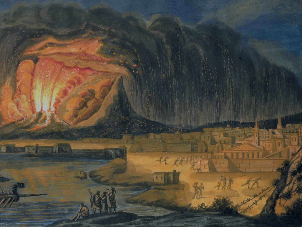 维苏威火山爆发在那不勒斯附近，1815年 作者 意大利学校