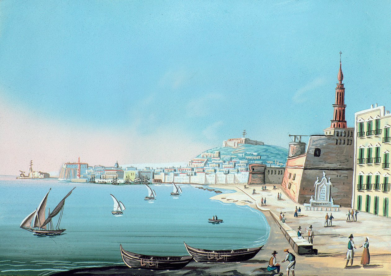 那不勒斯的看法从胭脂红，c.1845 作者 意大利学校
