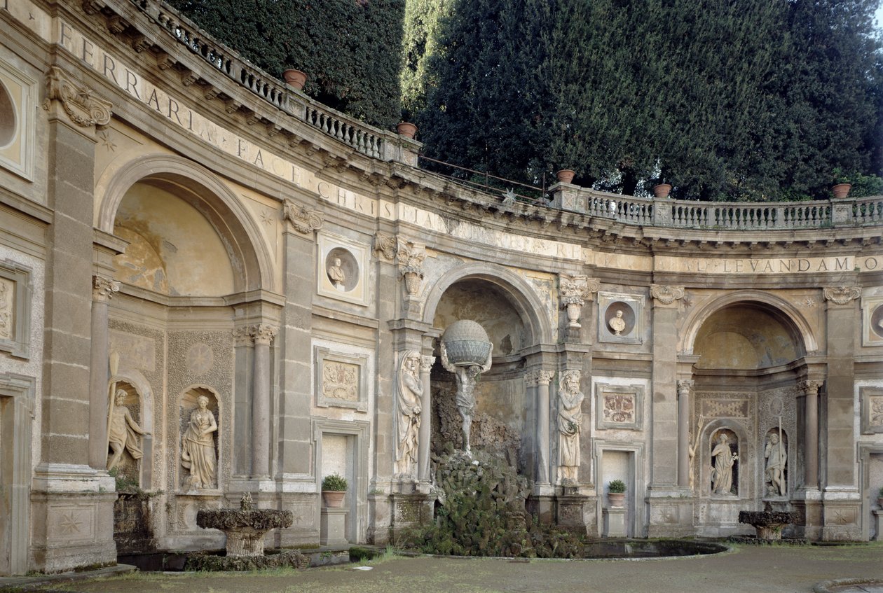水上剧院（水上剧院）的视图，由Giacomo della Porta（1532-1602）设计，由Giovanni Fontana（1540-1614）和Carlo Maderno（1556-1629）完成1601 作者 意大利学校