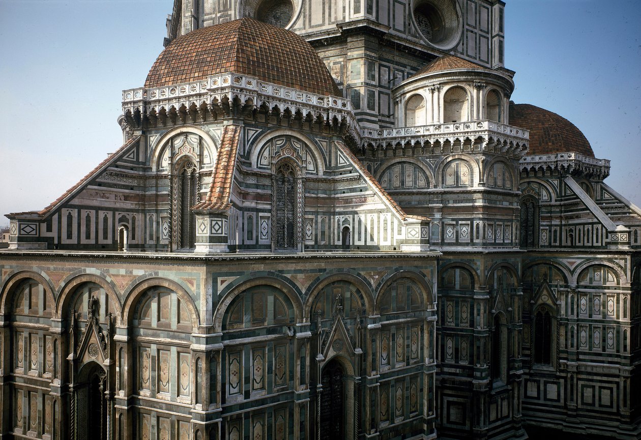 佛罗伦萨大教堂 (Duomo Santa Maria del Fiore) 的后殿视图。 14-15 世纪，意大利佛罗伦萨 作者 意大利学校