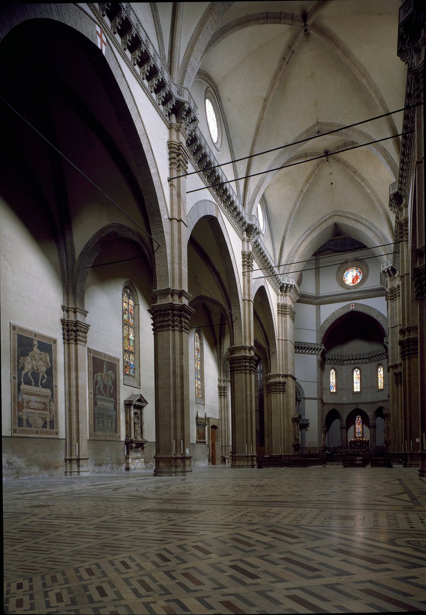 佛罗伦萨大教堂 (Duomo Santa Maria del Fiore) 的内部视图。 14-15 世纪，意大利佛罗伦萨 作者 意大利学校