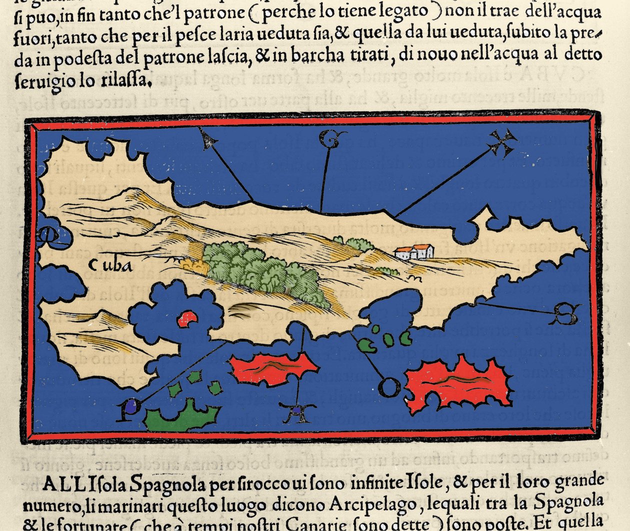 古巴岛的视图。 Isolario（岛屿地图）由 Benedetto Bordone 绘制。 威尼斯 1547 作者 意大利学校
