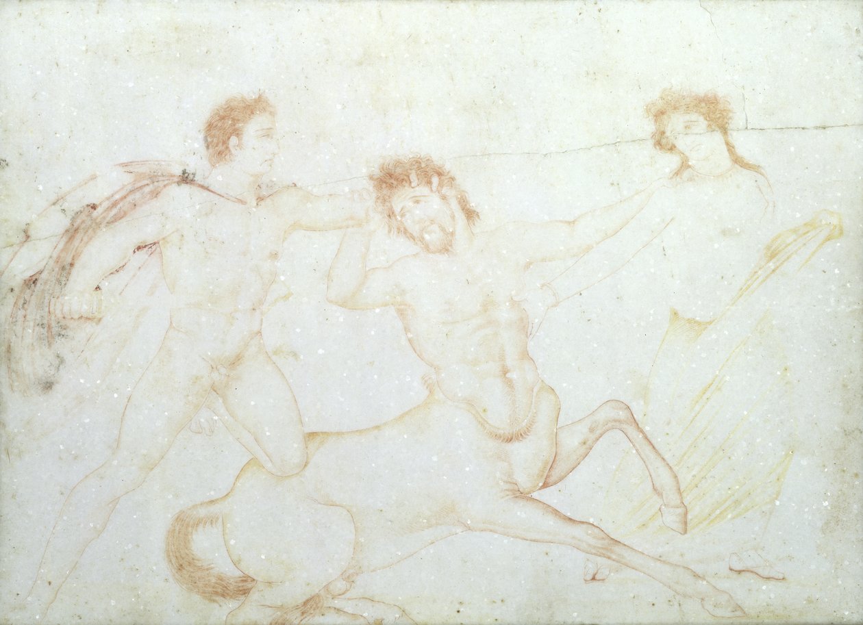 半人马的死亡，可能是Eurytus和Pirithous，Herculaneum（大理石上的彩绘） 作者 意大利学校意大利学校