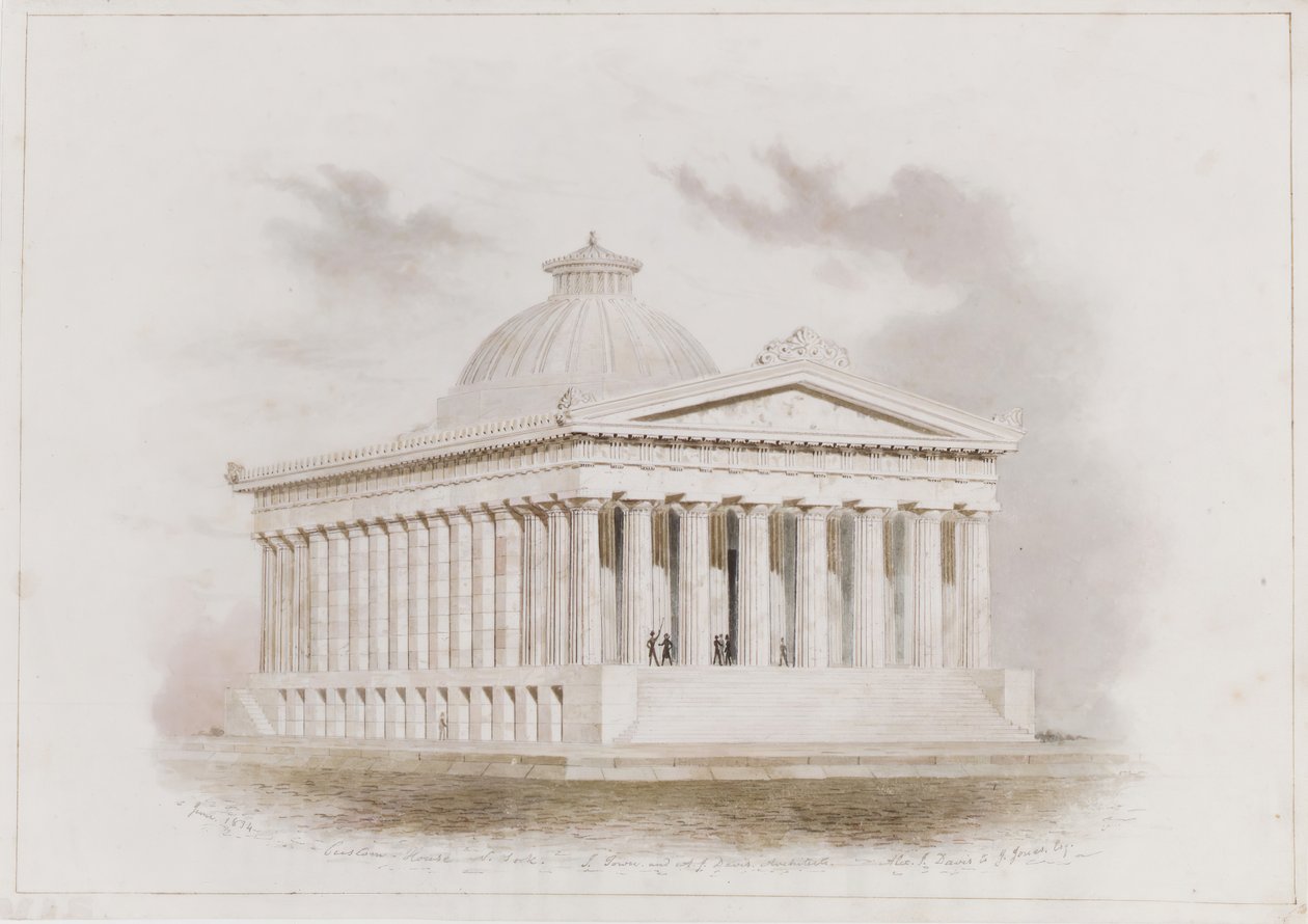 U.美国海关大楼，纽约视角，1834年 作者 伊瑟尔镇