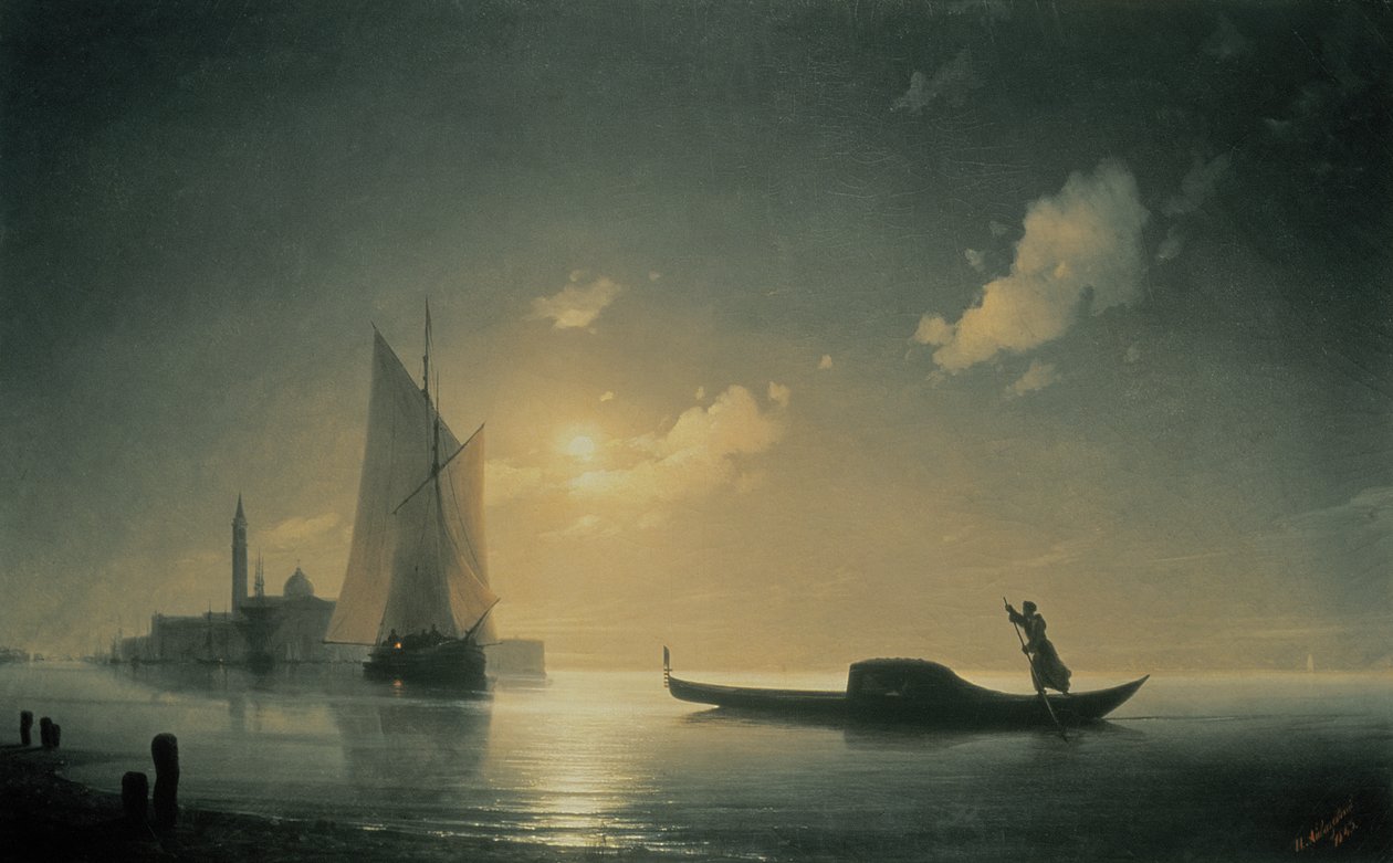 1843年，船在夜间出海 作者 伊万·康斯坦丁诺维奇·艾瓦佐夫斯基
