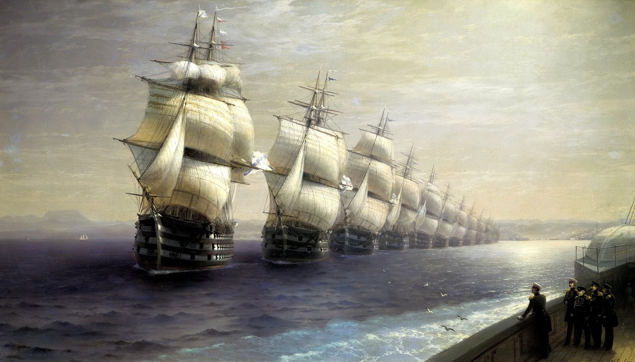 1886年，黑海舰队的游行，1886年 作者 伊万·康斯坦丁诺维奇·艾瓦佐夫斯基