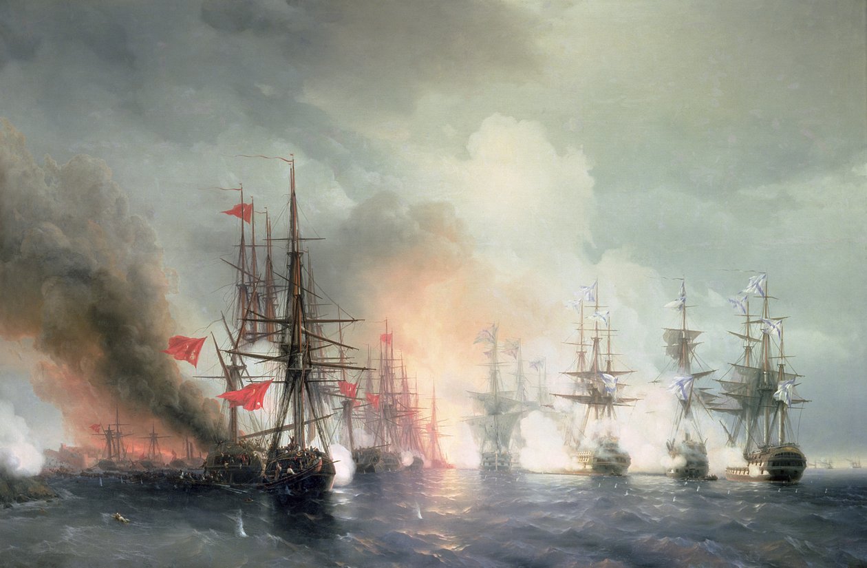 1853年11月18日，1853年，俄罗斯与土耳其的锡诺普海战 作者 伊万·康斯坦丁诺维奇·艾瓦佐夫斯基