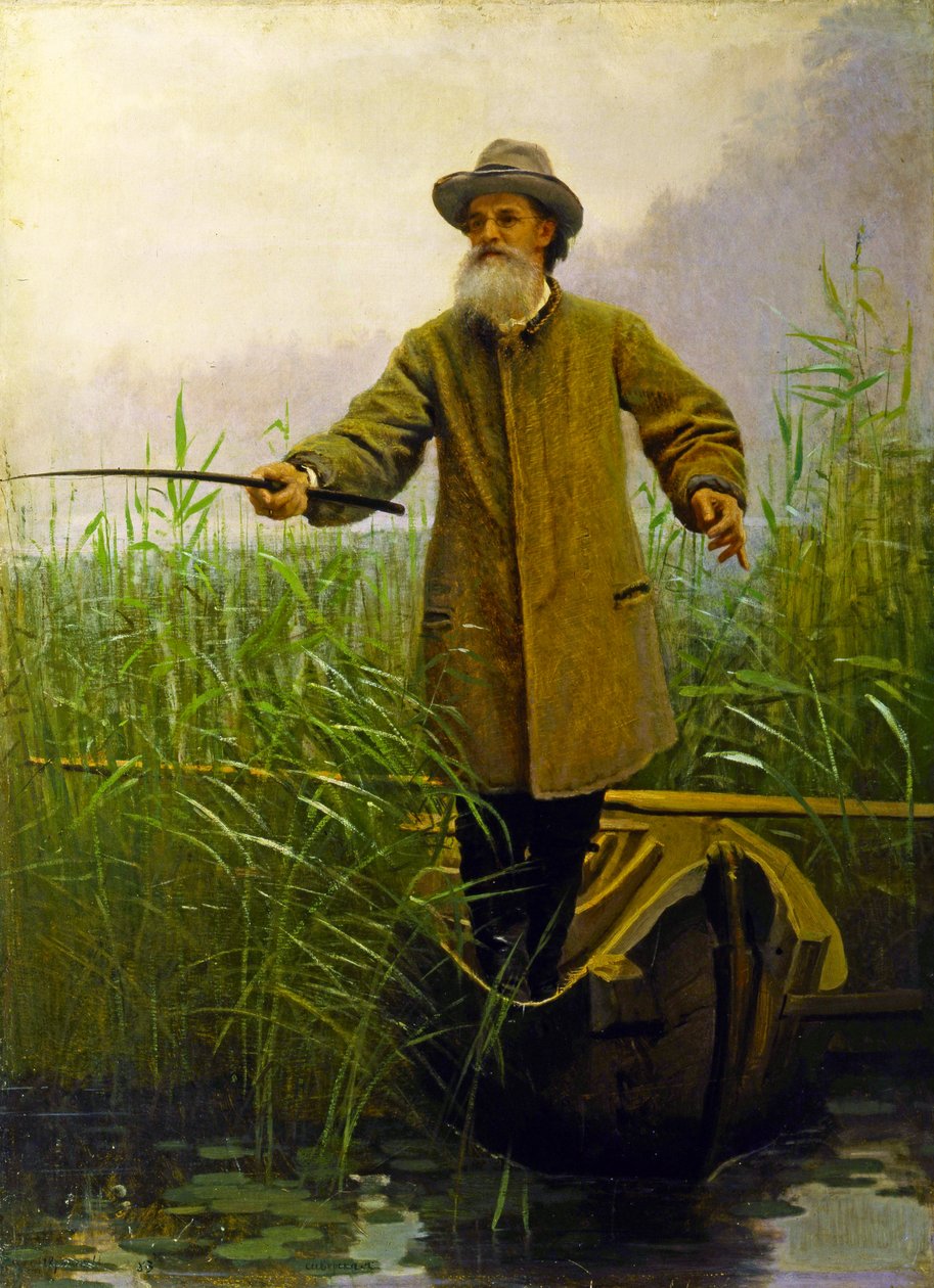 Apollon Maikov（1821-97）的肖像钓鱼，1883年 作者 伊万·尼古拉耶维奇·克拉姆斯科伊