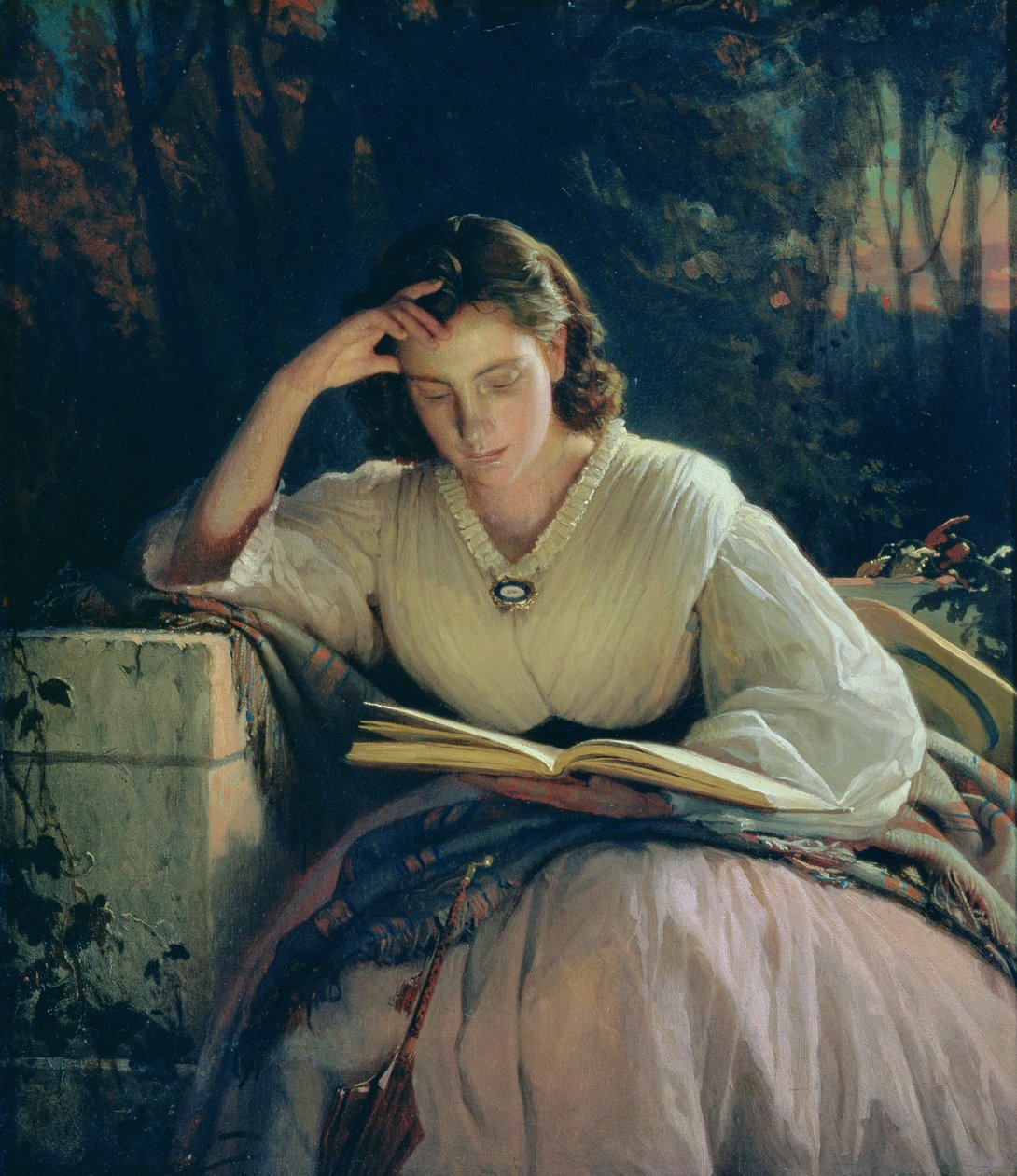 阅读（艺术家的妻子的肖像），1863年 作者 伊万·尼古拉耶维奇·克拉姆斯科伊