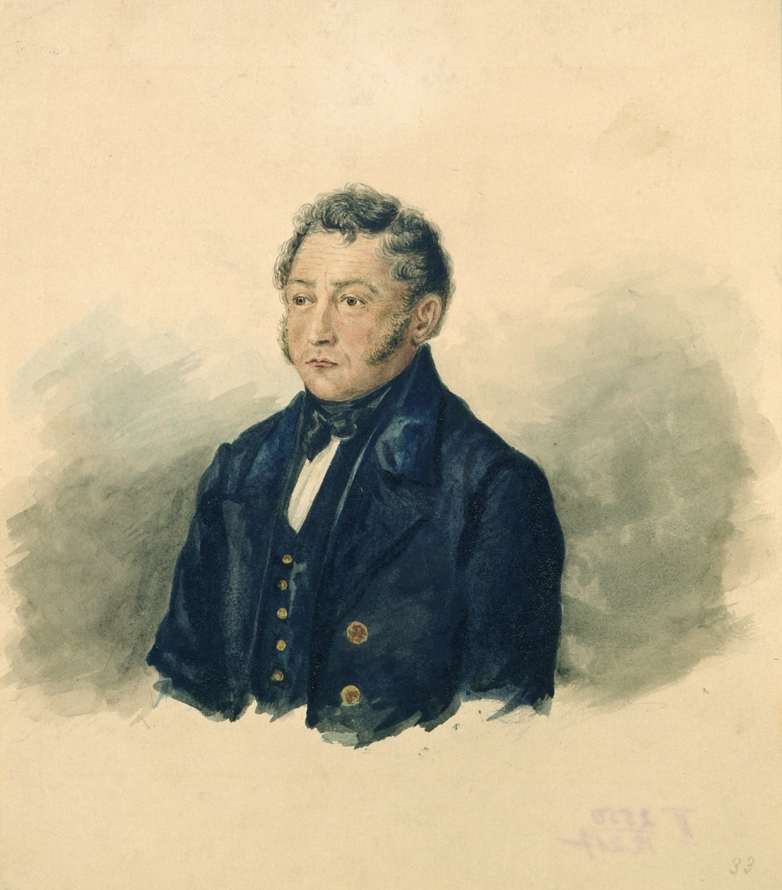 Faddey Venediktovich Bulgarin，1840年的肖像 作者 伊万·尼古拉耶维奇·捷列涅夫