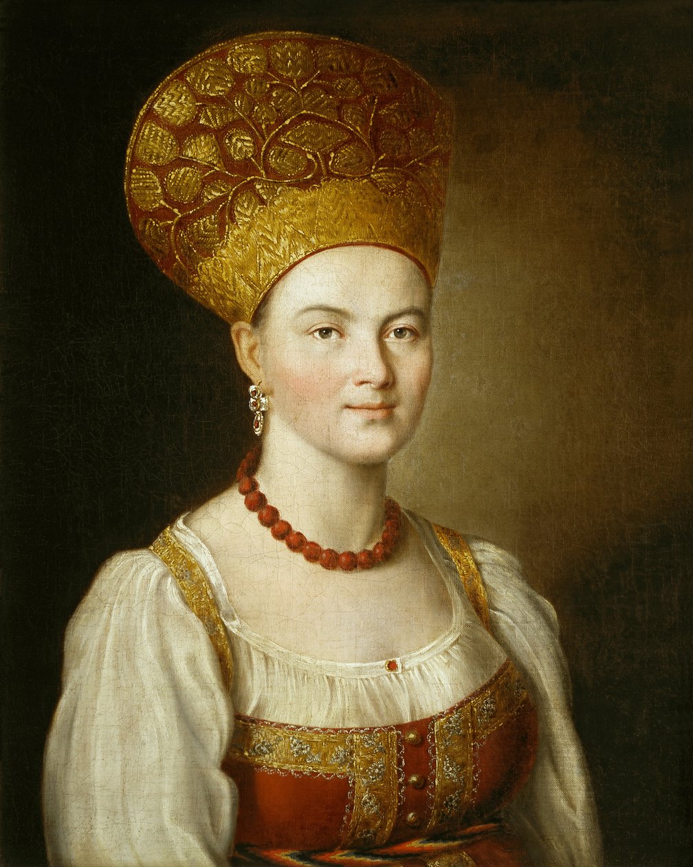 一名未知的妇女的画象俄国服装的 作者 伊凡（Ivan Petrovich）Argunov
