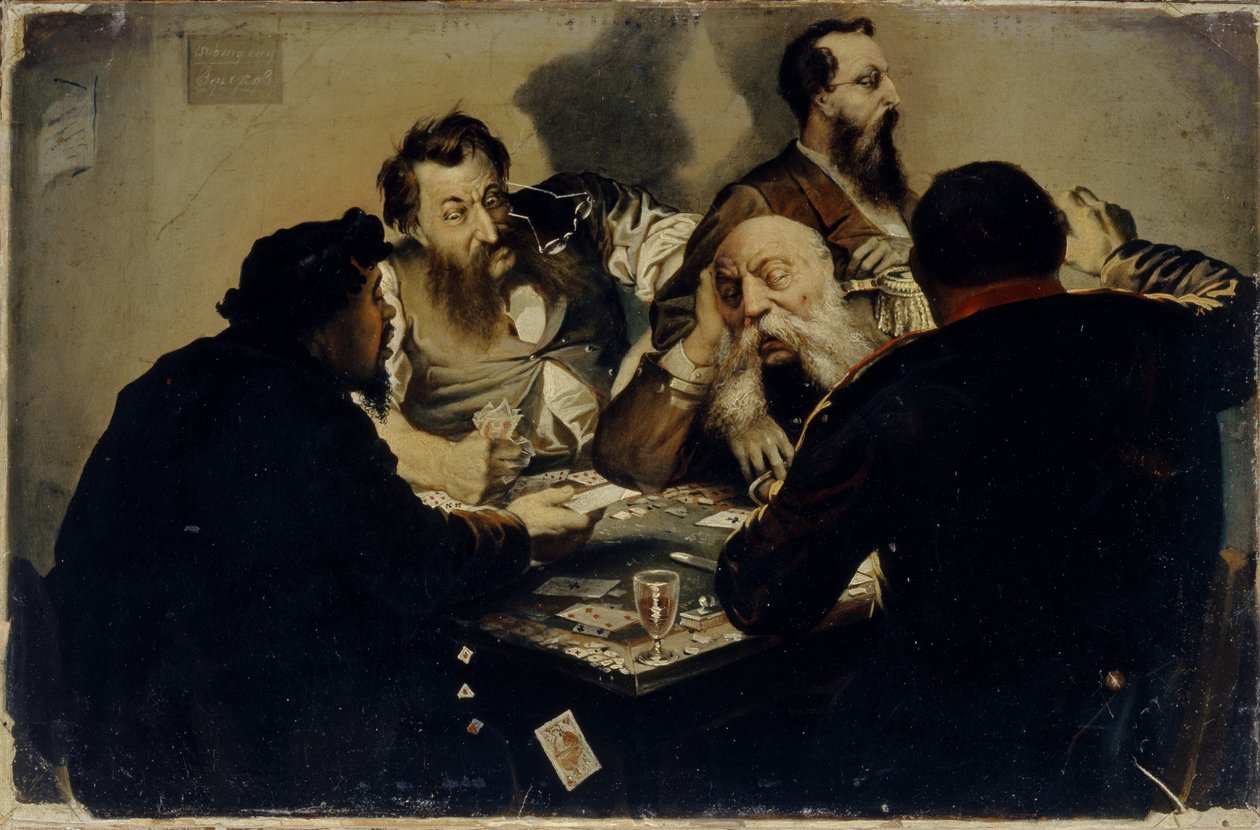 The Cardsharps，1870年代 作者 伊万·亚历山德罗维奇·卡尔加诺夫（Ivan Alexandrovich Kalganov）