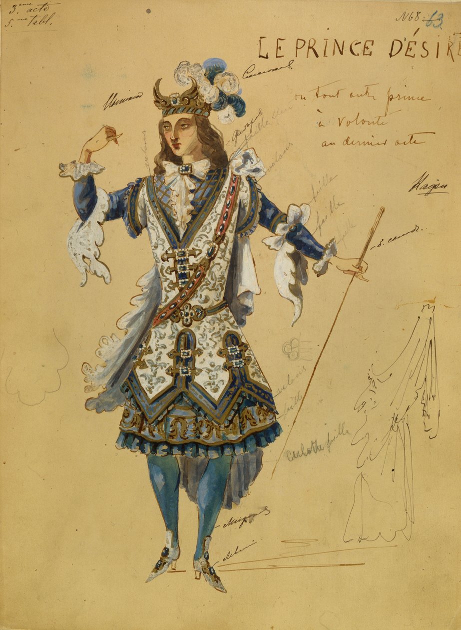 柴可夫斯基芭蕾舞剧《睡美人》的服装设计，1890年 作者 伊万·亚历山德罗维奇·弗谢沃洛日斯基