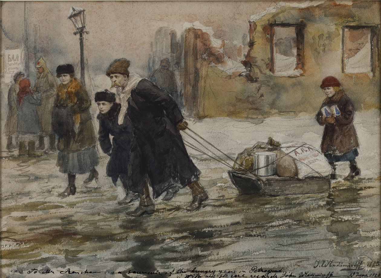 1923年，用雪橇运输食物。 作者 伊万（Ivan Alexeyevic）弗拉基米罗夫（Vladimirovh）