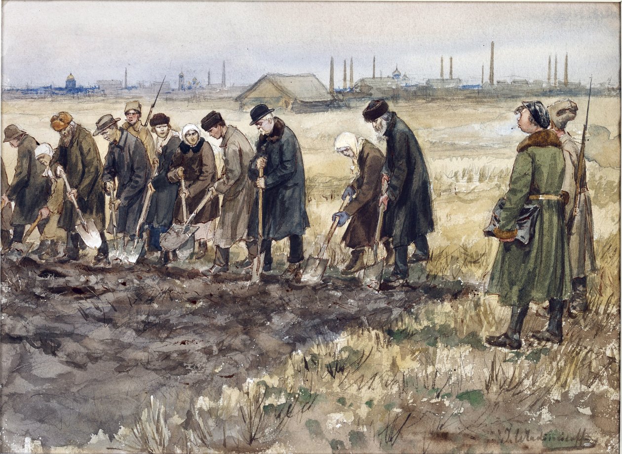 弗拉基米罗夫·伊万·阿列克谢耶维奇（Ivan Alexeyevich，1869-1947）在革命时期为富商、贵族和罪犯提供苦役。 水彩、纸本水粉 作者 伊万·阿列克谢耶维奇·弗拉基米罗夫