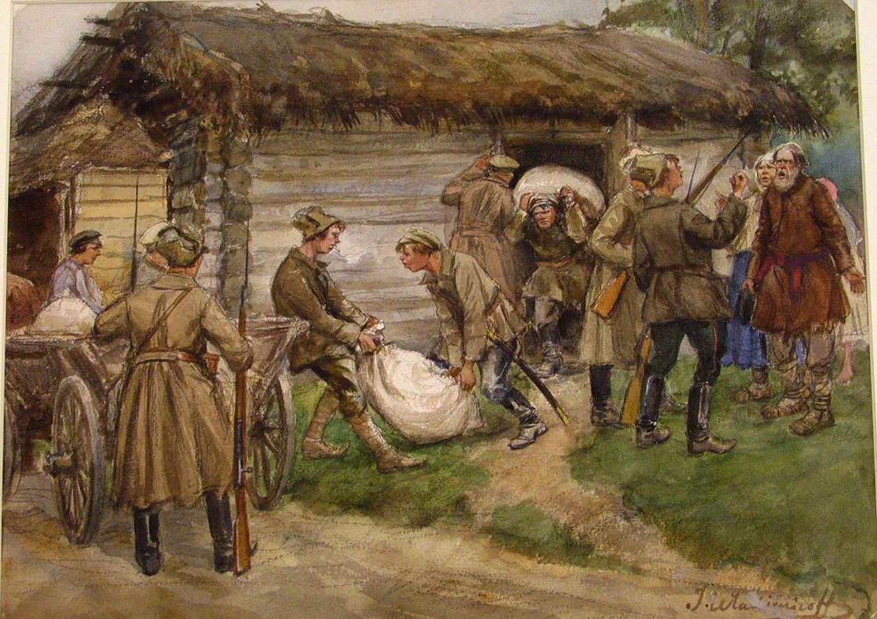 Requisition of flour from rich peasants in a village near Pskov 作者 伊万·阿列克谢耶维奇·弗拉基米罗夫